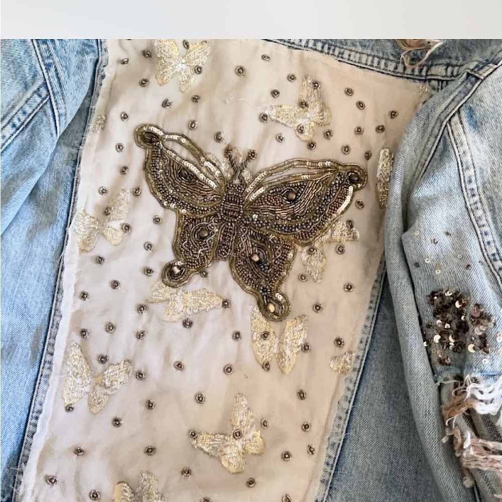 LoveShackFancy Super Rare Butterfly Denim Jacket!!🦋🦋